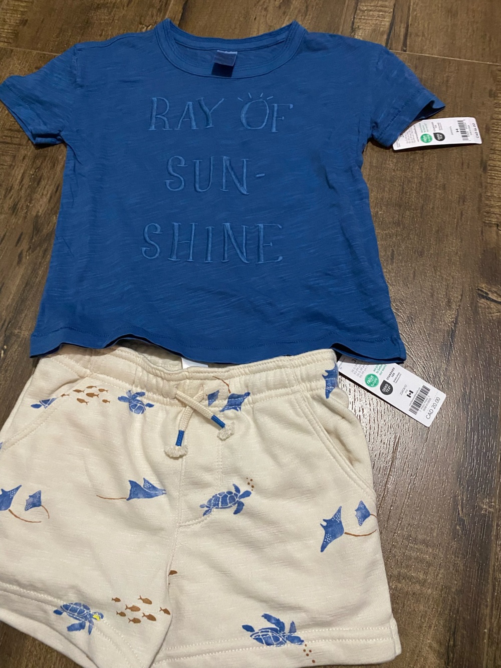 Carter's Blue 'Sun Shine' Top with Cream Sea-Life Shorts